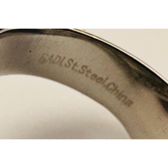 Estate Vintage Stainless Steel Heart Statement Ring Filigree Design Size 6 - Picture 9 of 12